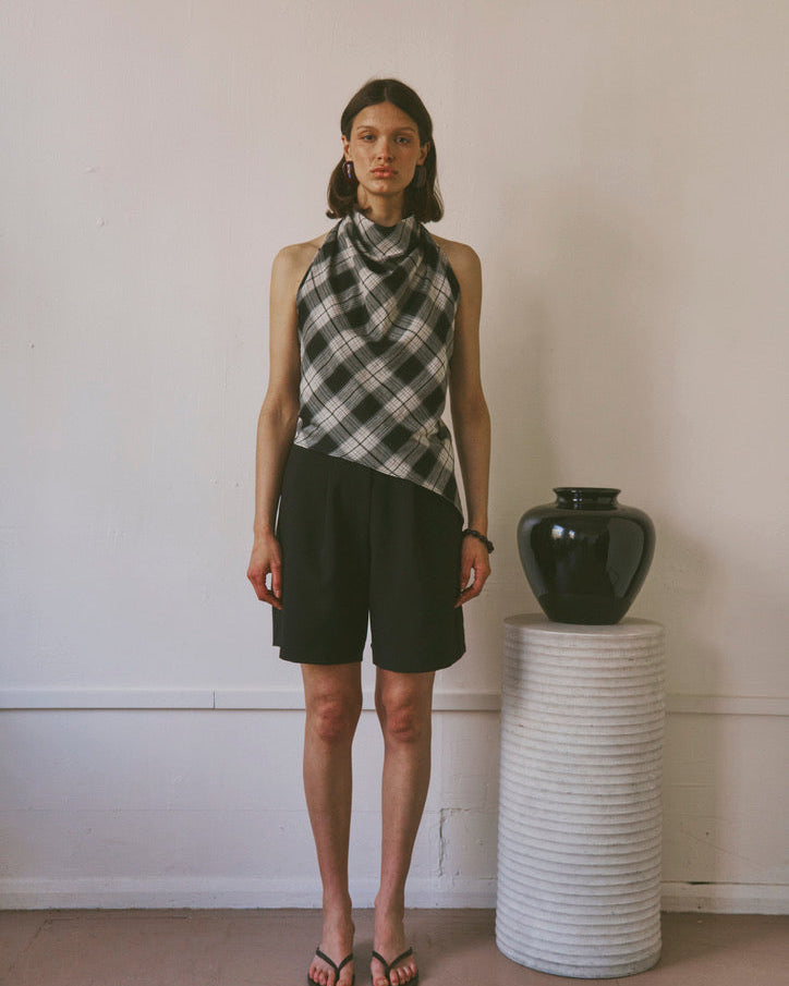 The Iris top in Ink Check FUCHSIA SHAW