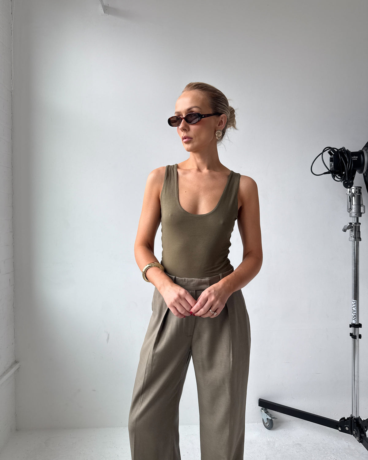 Mira Scoop Neck Vest in Olive FUCHSIA SHAW