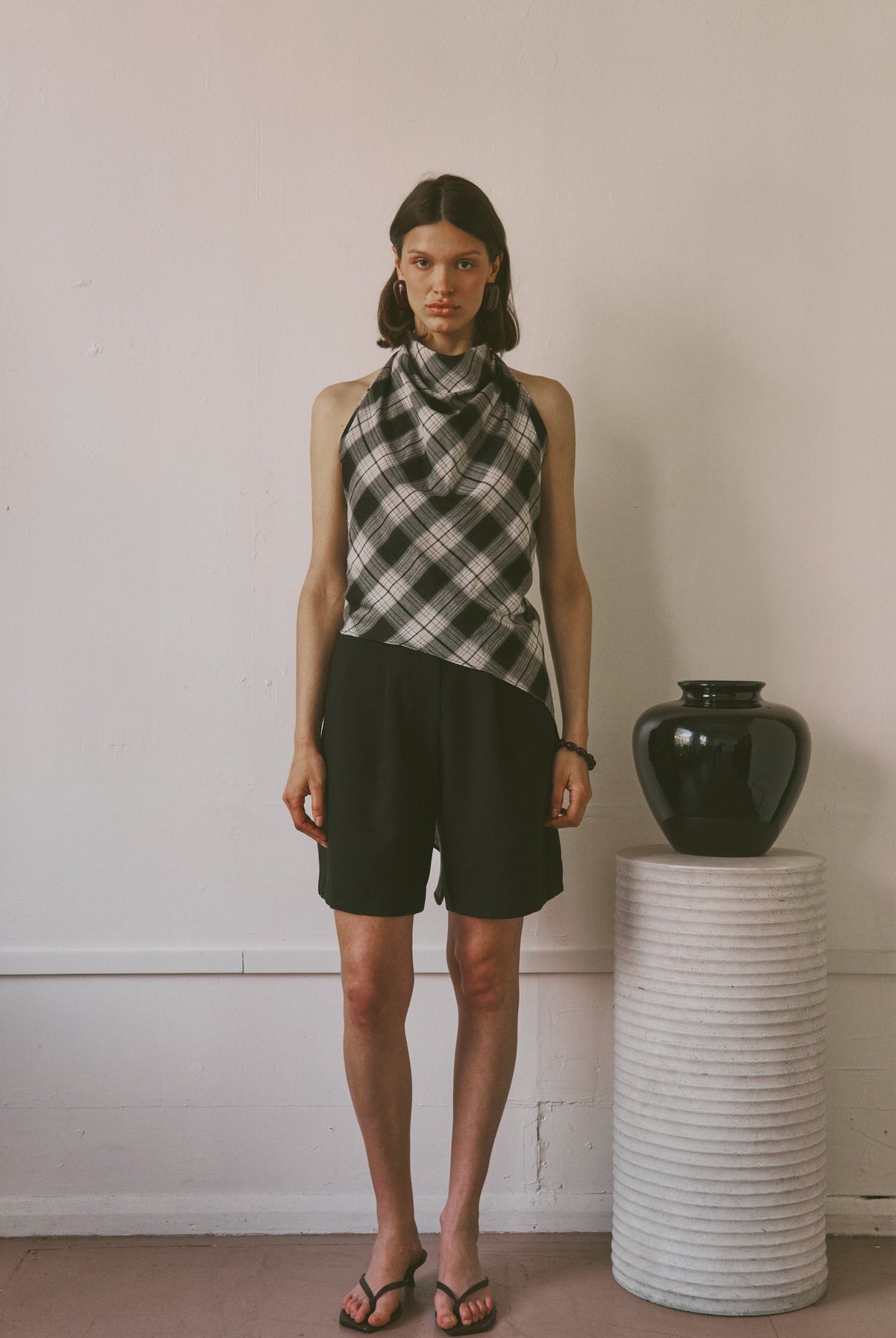 The Iris top in Ink Check FUCHSIA SHAW