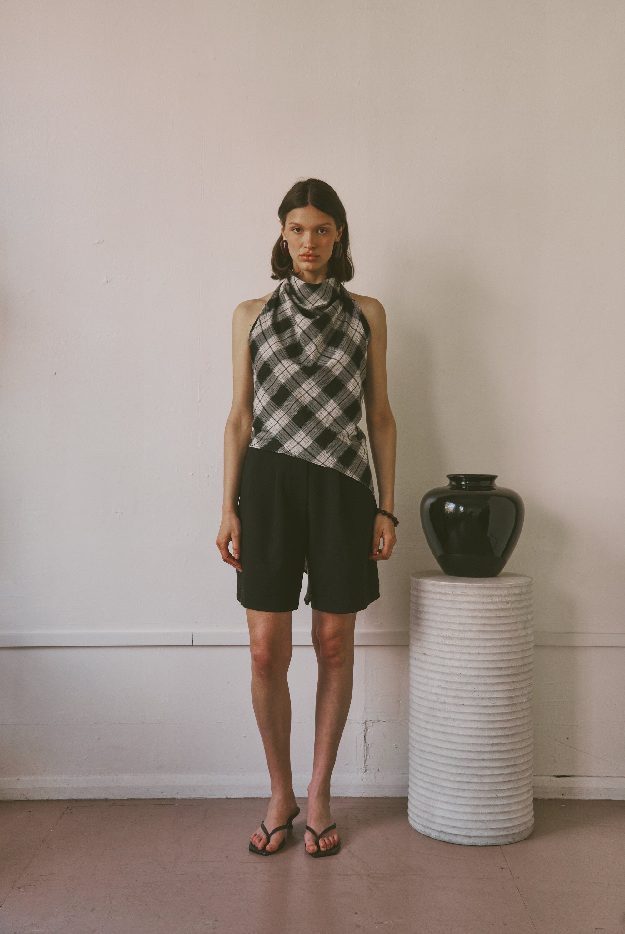 The Iris top in Ink Check FUCHSIA SHAW