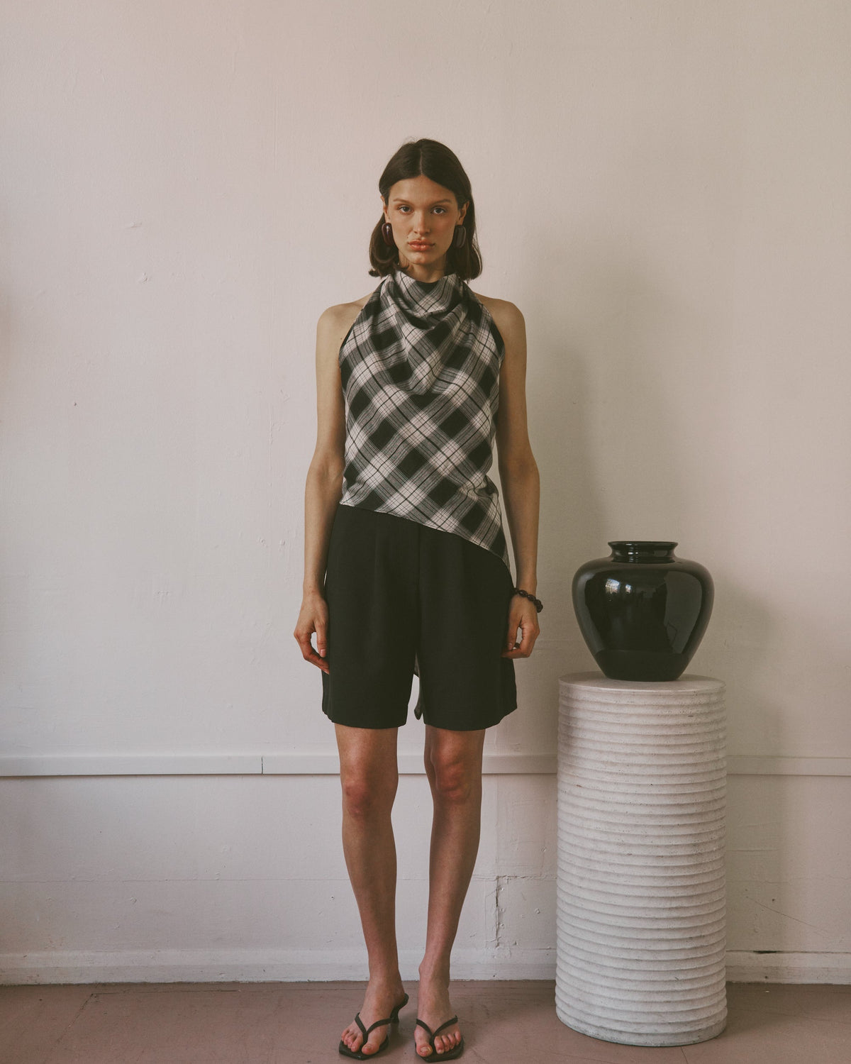 The Iris top in Ink Check FUCHSIA SHAW