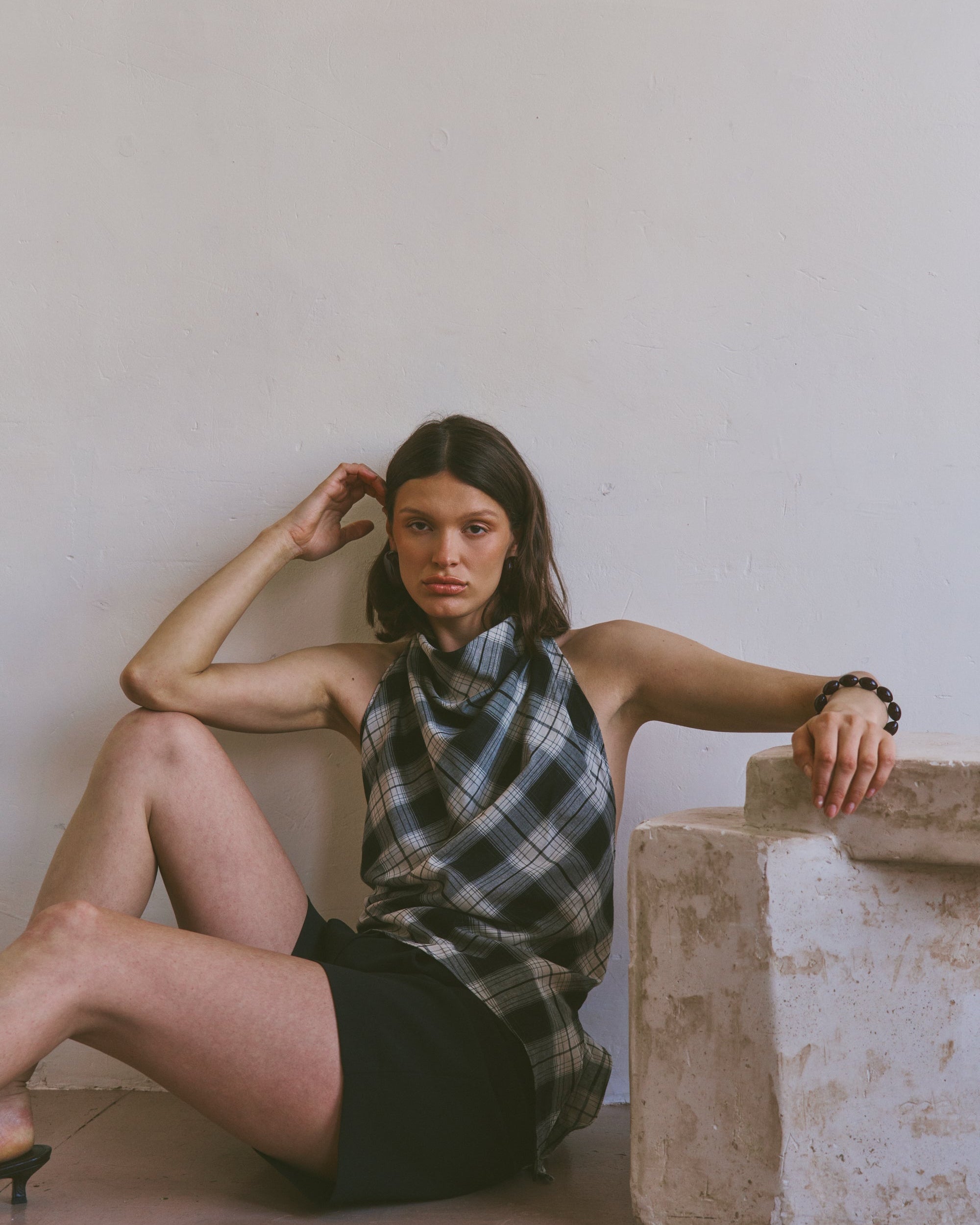 The Iris top in Ink Check FUCHSIA SHAW