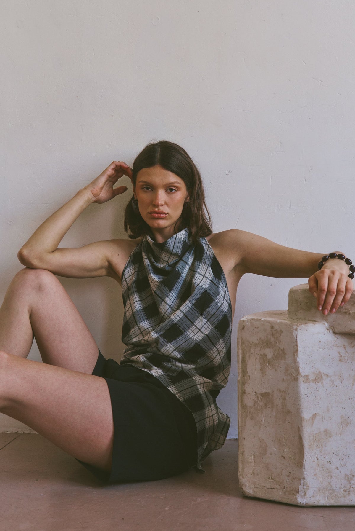 The Iris top in Ink Check FUCHSIA SHAW