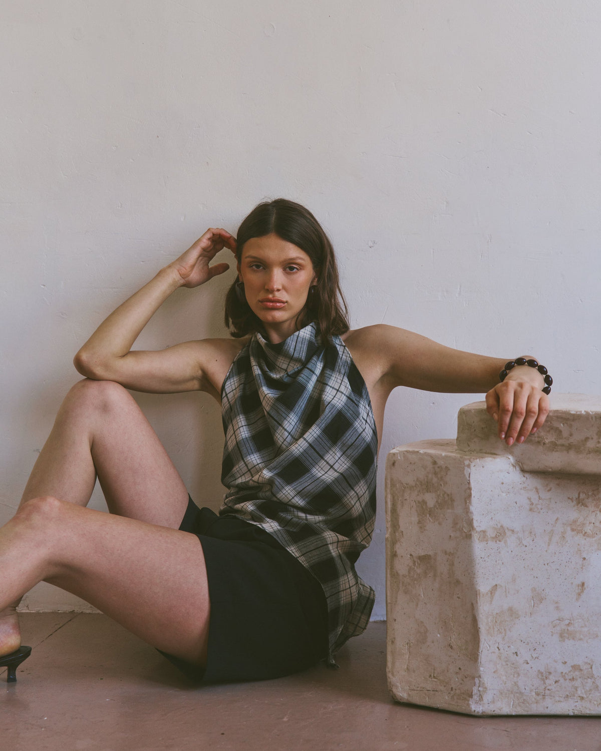 The Iris top in Ink Check FUCHSIA SHAW