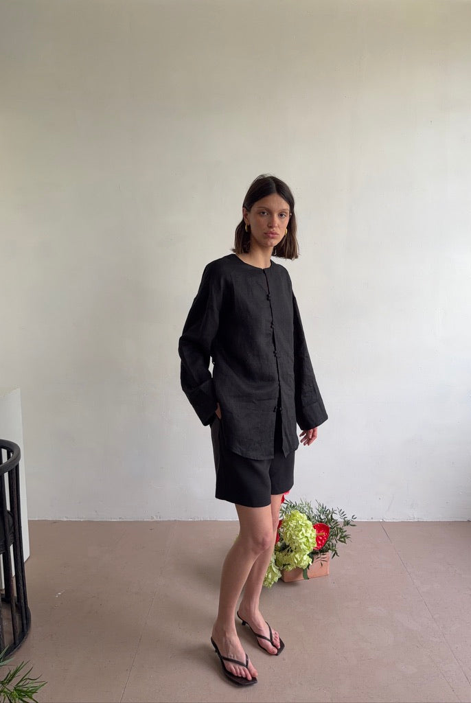 The Linen Shirt in Black FUCHSIA SHAW