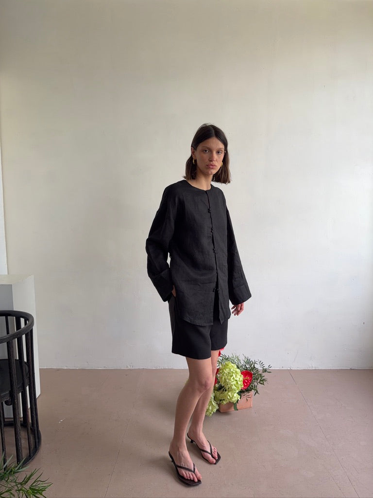 The Linen Shirt in Black FUCHSIA SHAW