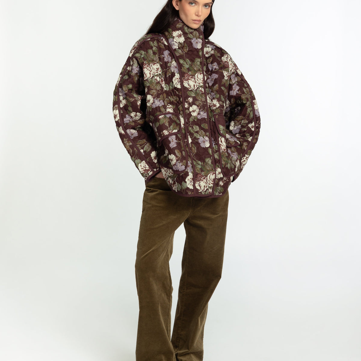 The Arden Coat Midnight Bloom FUCHSIA SHAW