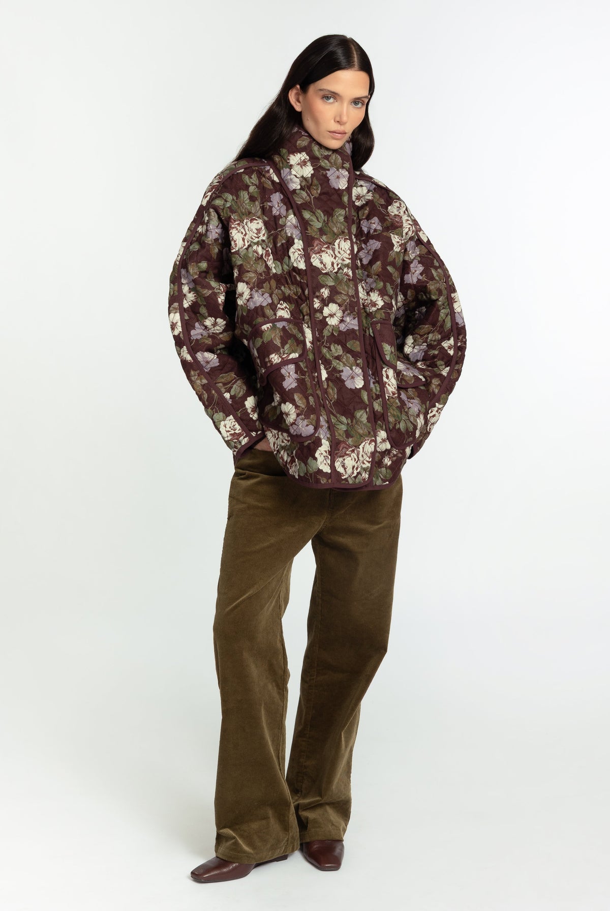 The Arden Coat Midnight Bloom FUCHSIA SHAW
