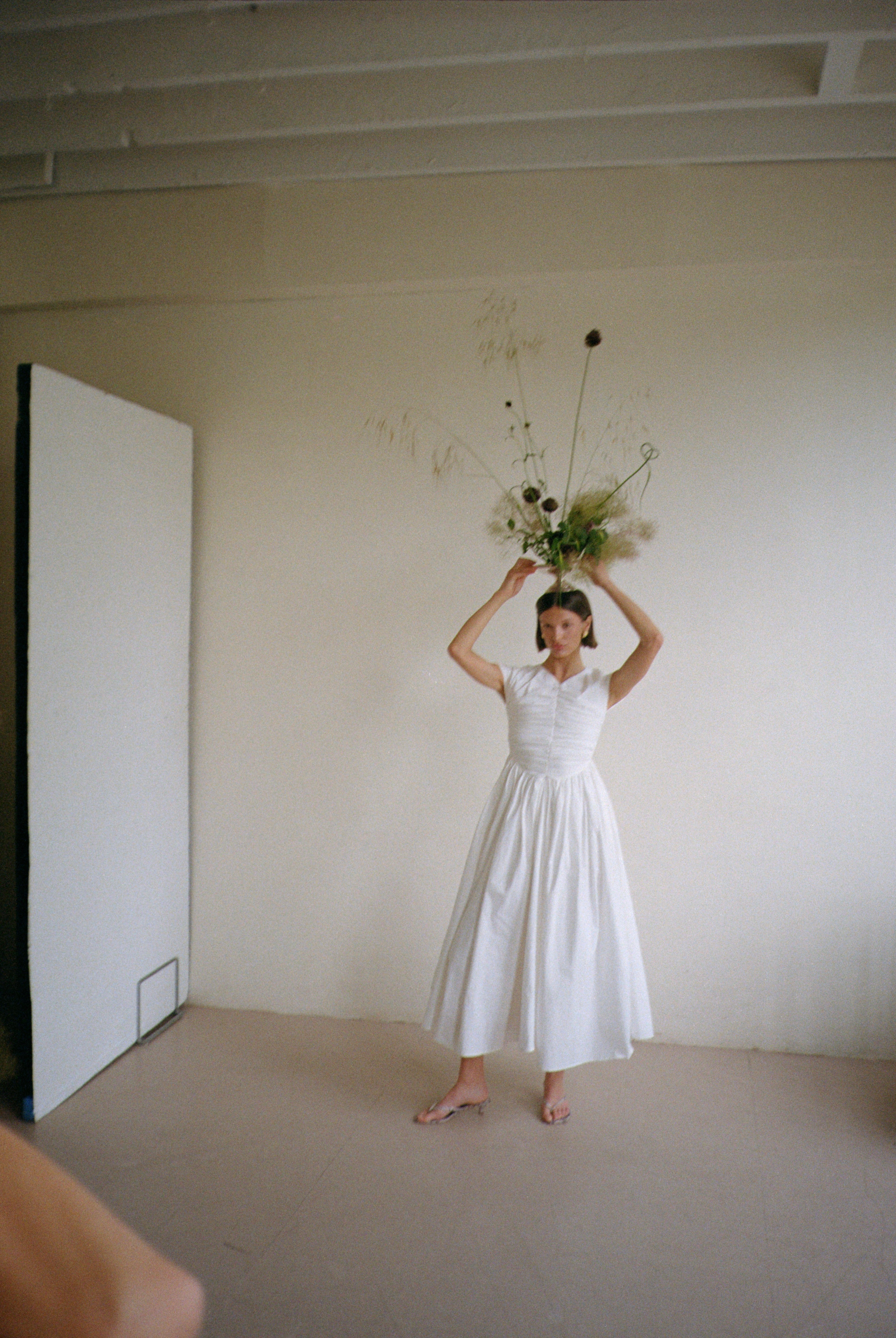 The Dahlia Dress in White FUCHSIA SHAW