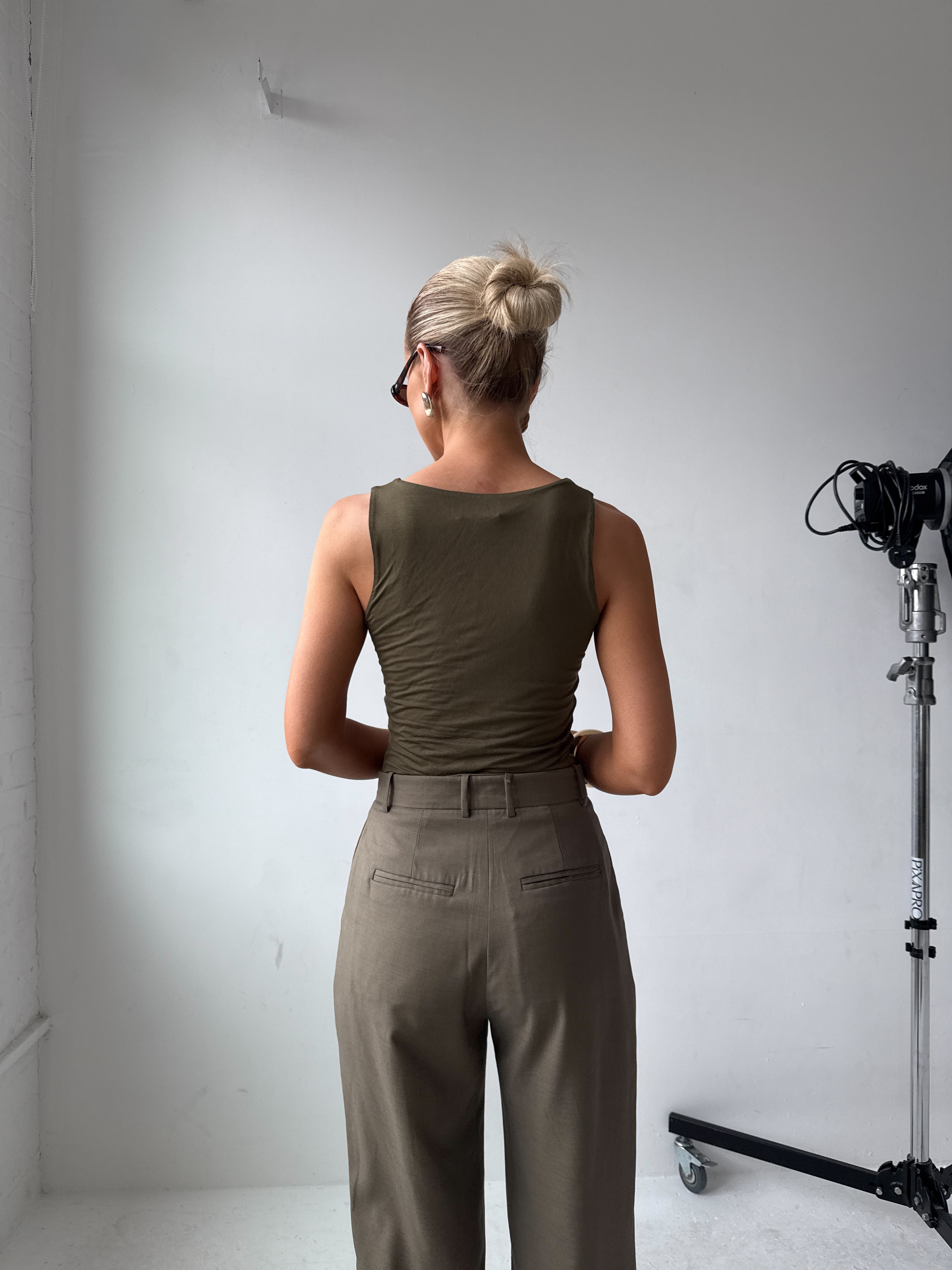 Mira Scoop Neck Vest in Olive FUCHSIA SHAW