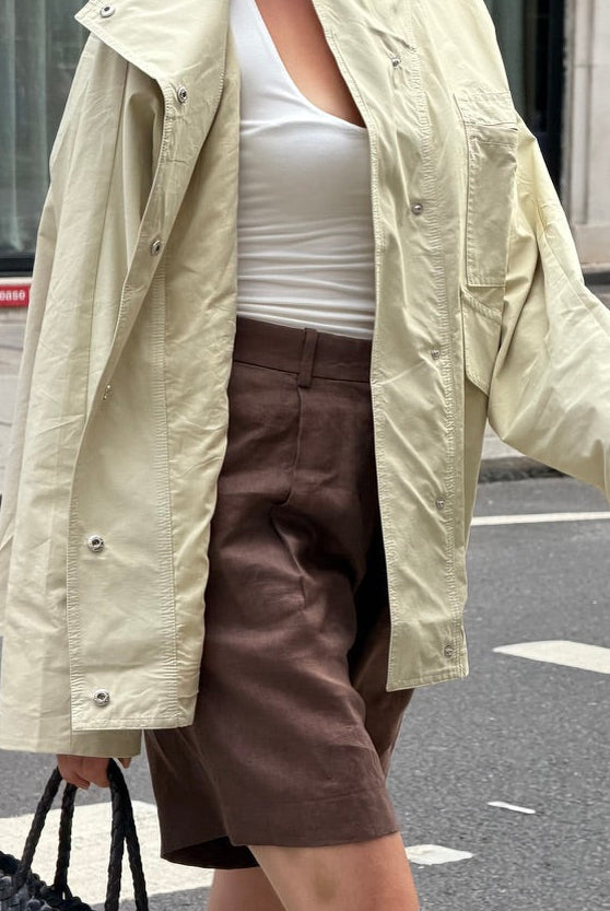 The Linen Leo Shorts in Brown FUCHSIA SHAW