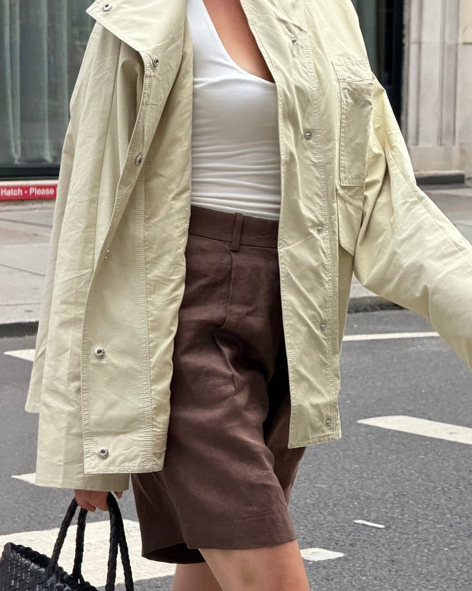 The Linen Leo Shorts in Brown FUCHSIA SHAW