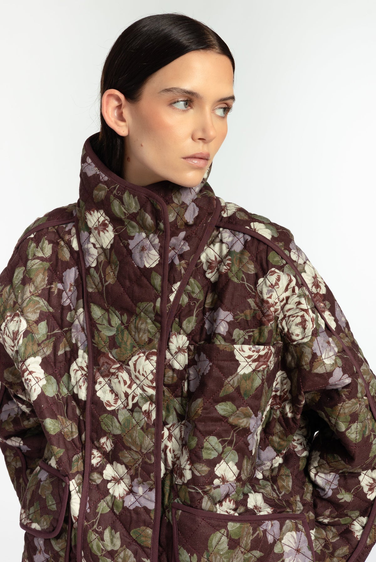 The Arden Coat Midnight Bloom FUCHSIA SHAW