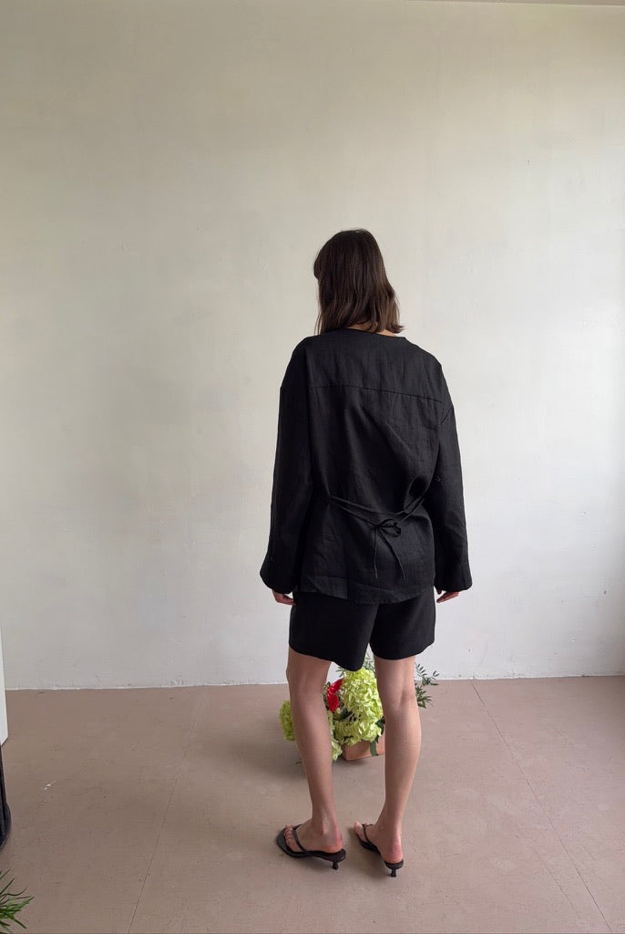 The Linen Shirt in Black FUCHSIA SHAW