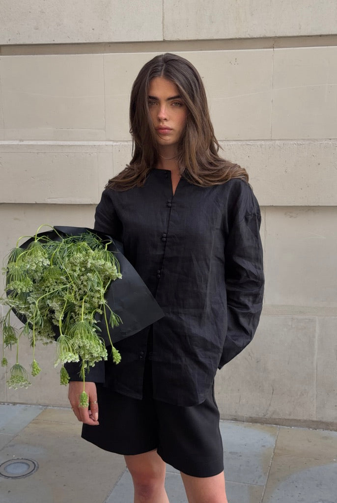 The Linen Shirt in Black FUCHSIA SHAW
