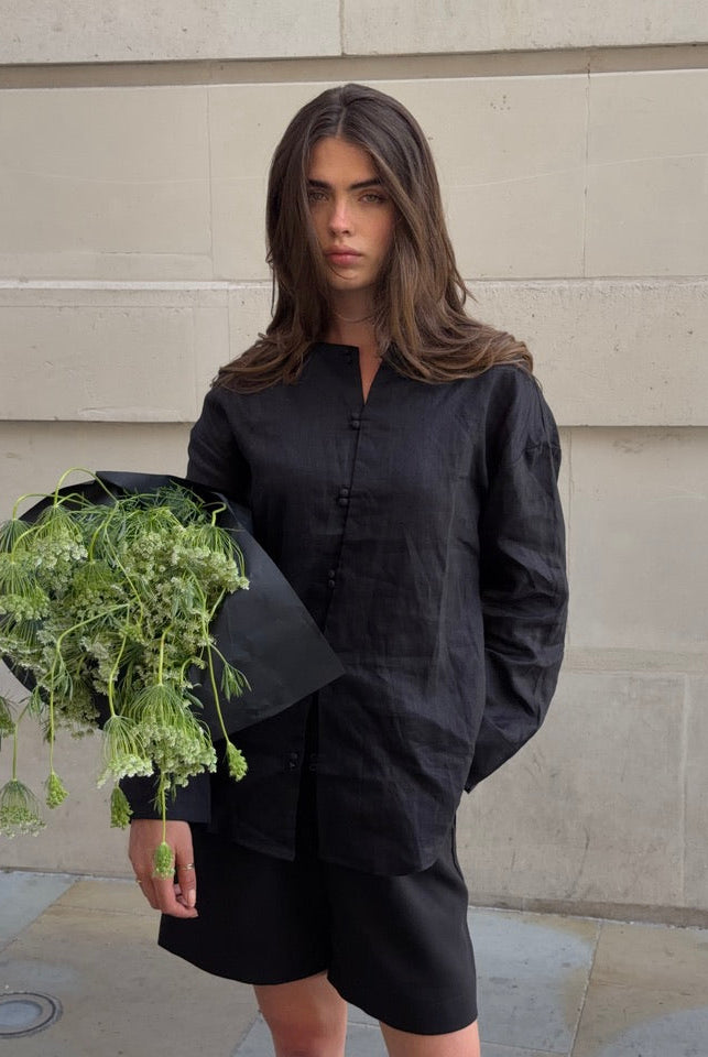 The Linen Shirt in Black FUCHSIA SHAW