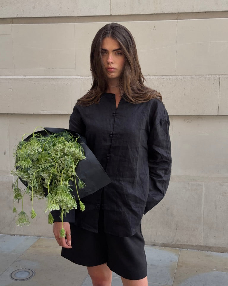 The Linen Shirt in Black FUCHSIA SHAW