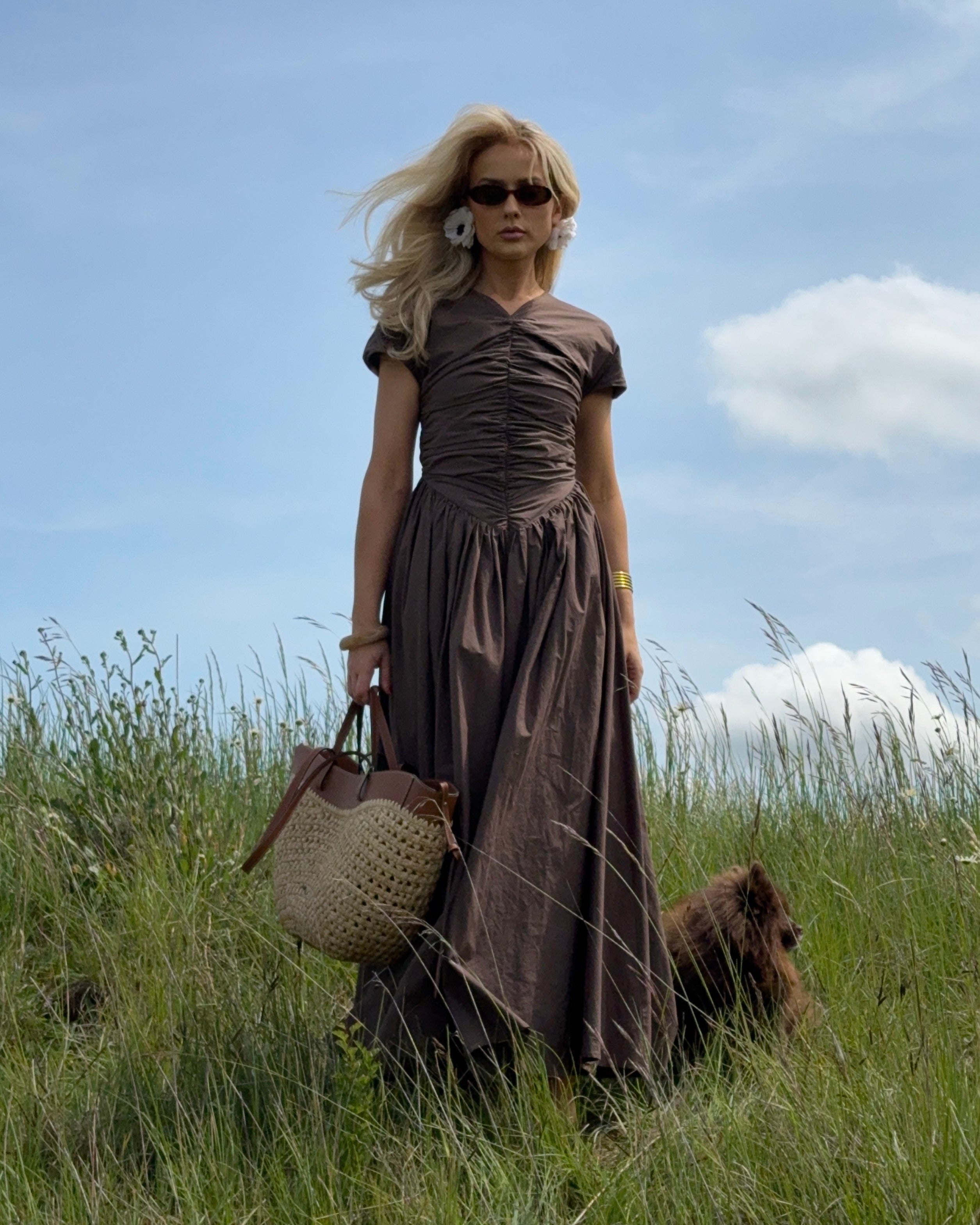 The Dahlia Dress in Walnut FUCHSIA SHAW