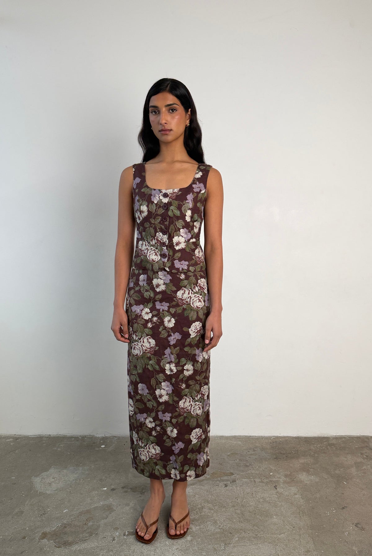 The Sabine Skirt in Midnight Bloom FUCHSIA SHAW