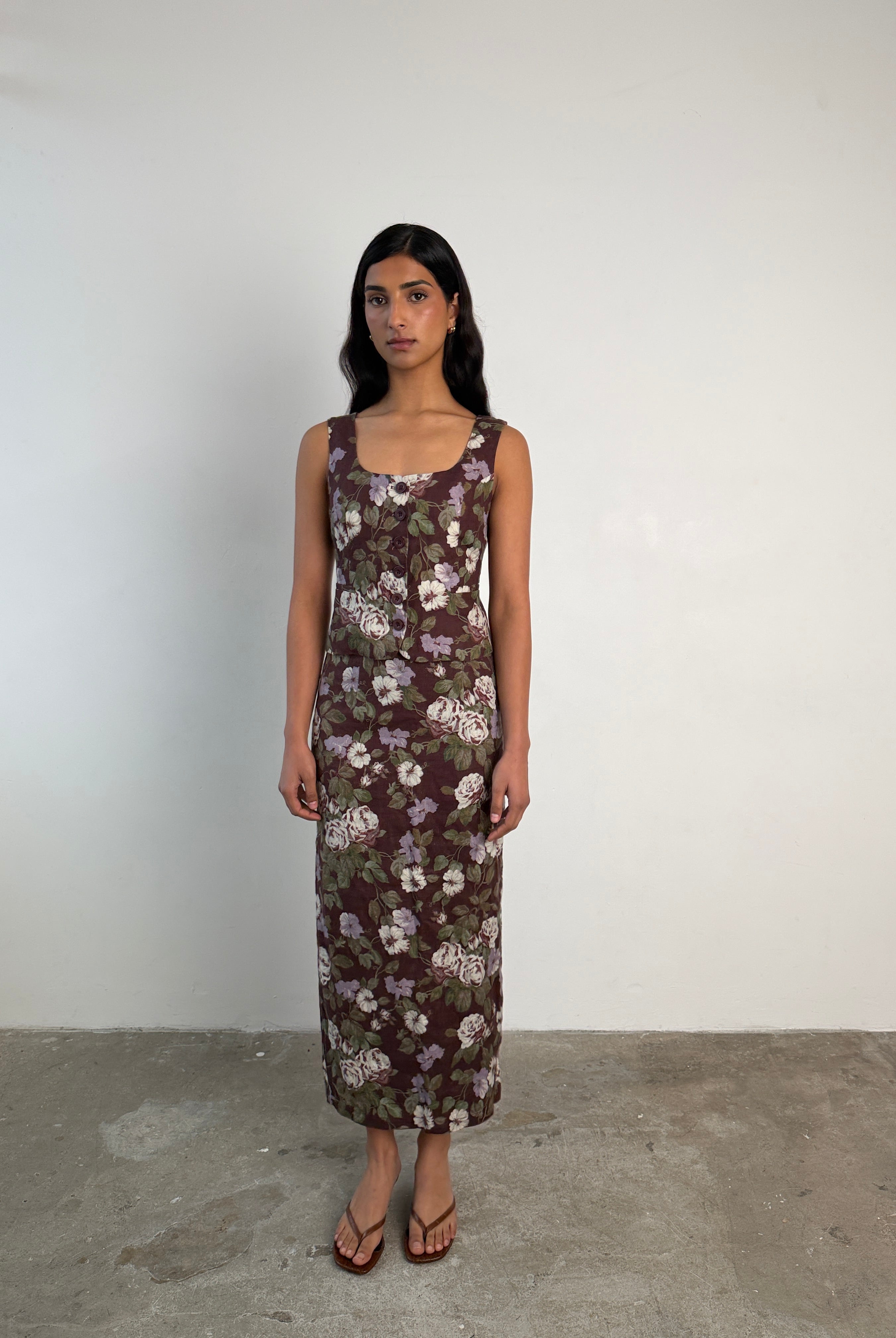 The Sabine Skirt in Midnight Bloom FUCHSIA SHAW