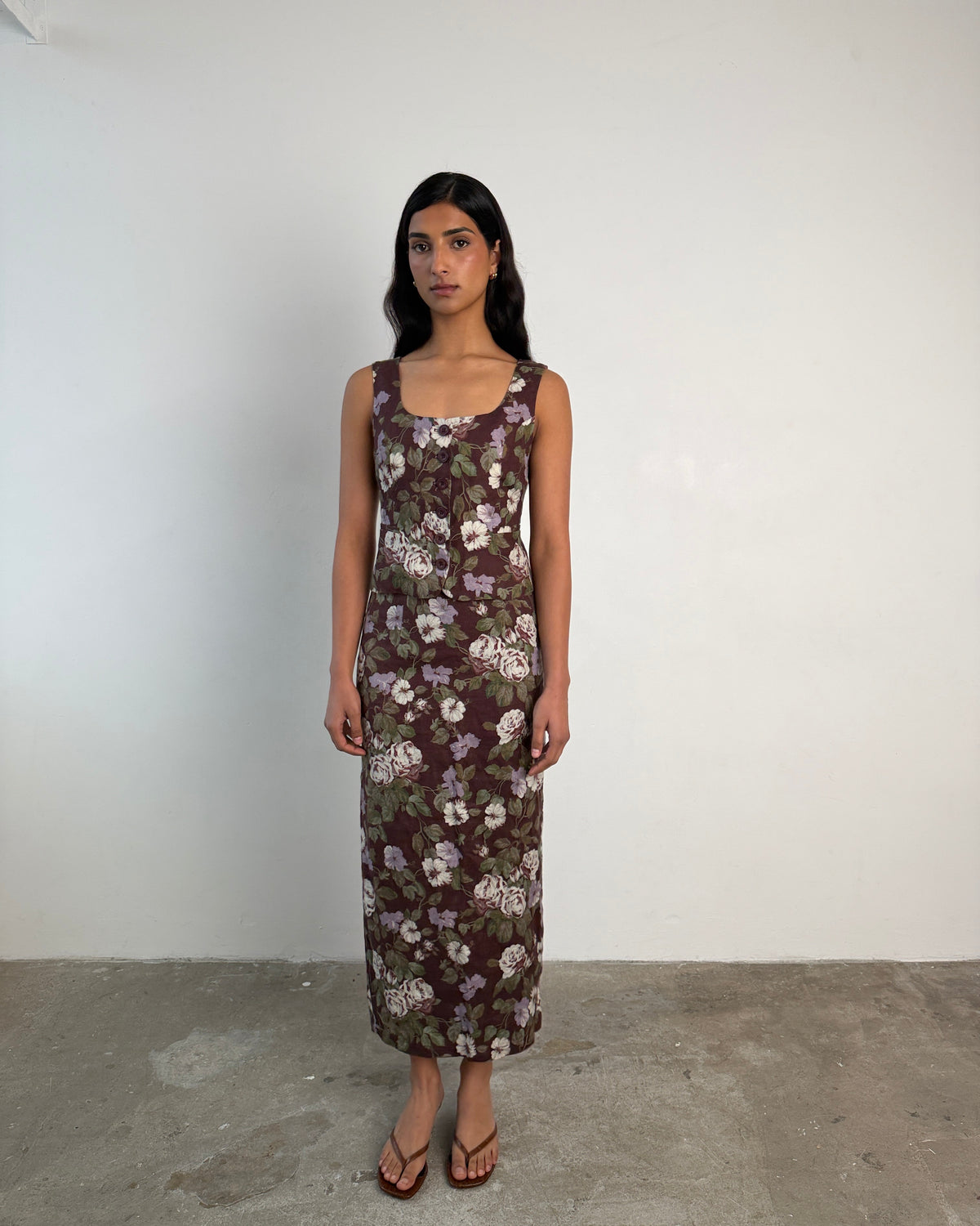 The Sabine Skirt in Midnight Bloom FUCHSIA SHAW