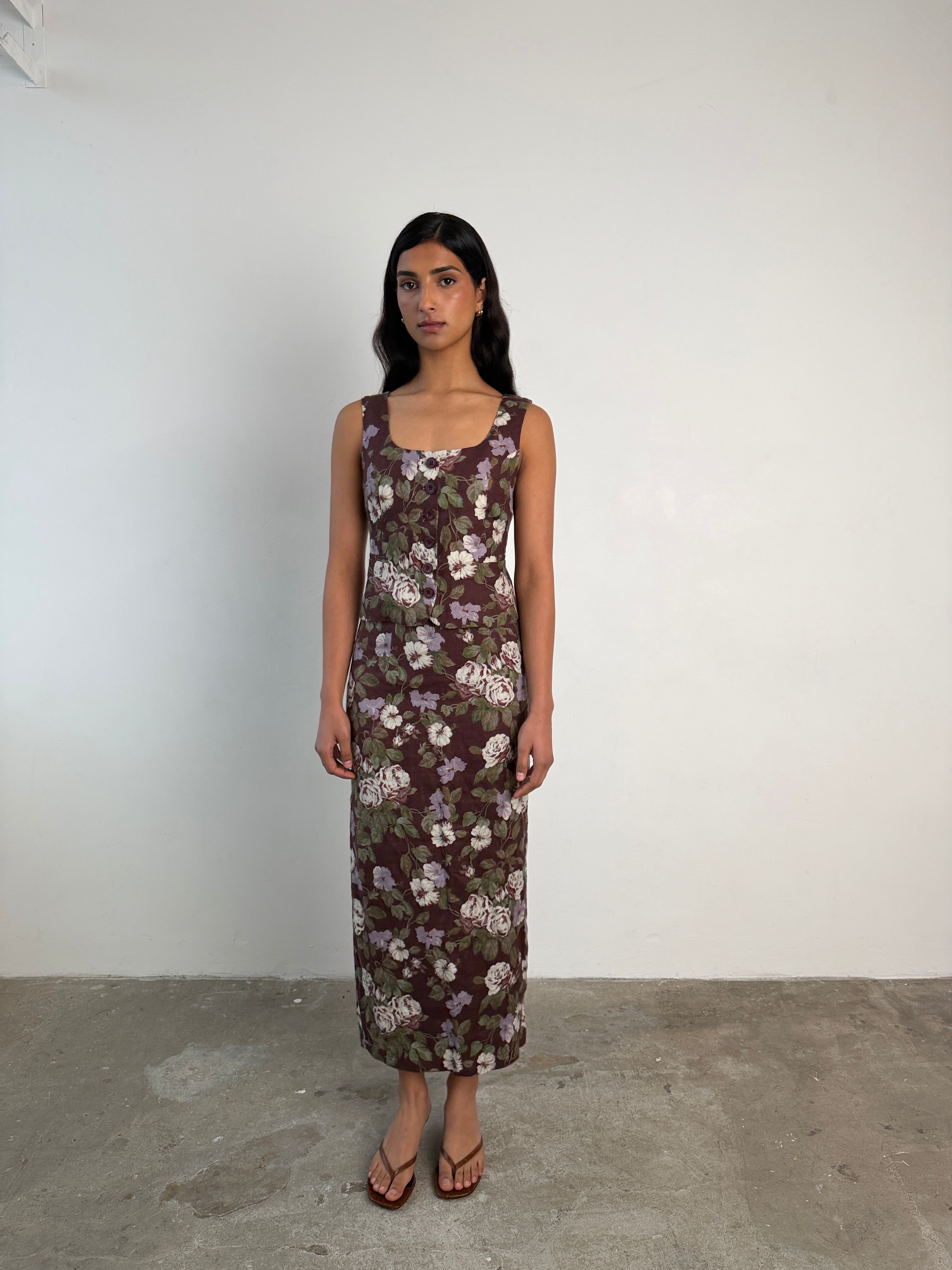 The Sabine Skirt in Midnight Bloom FUCHSIA SHAW