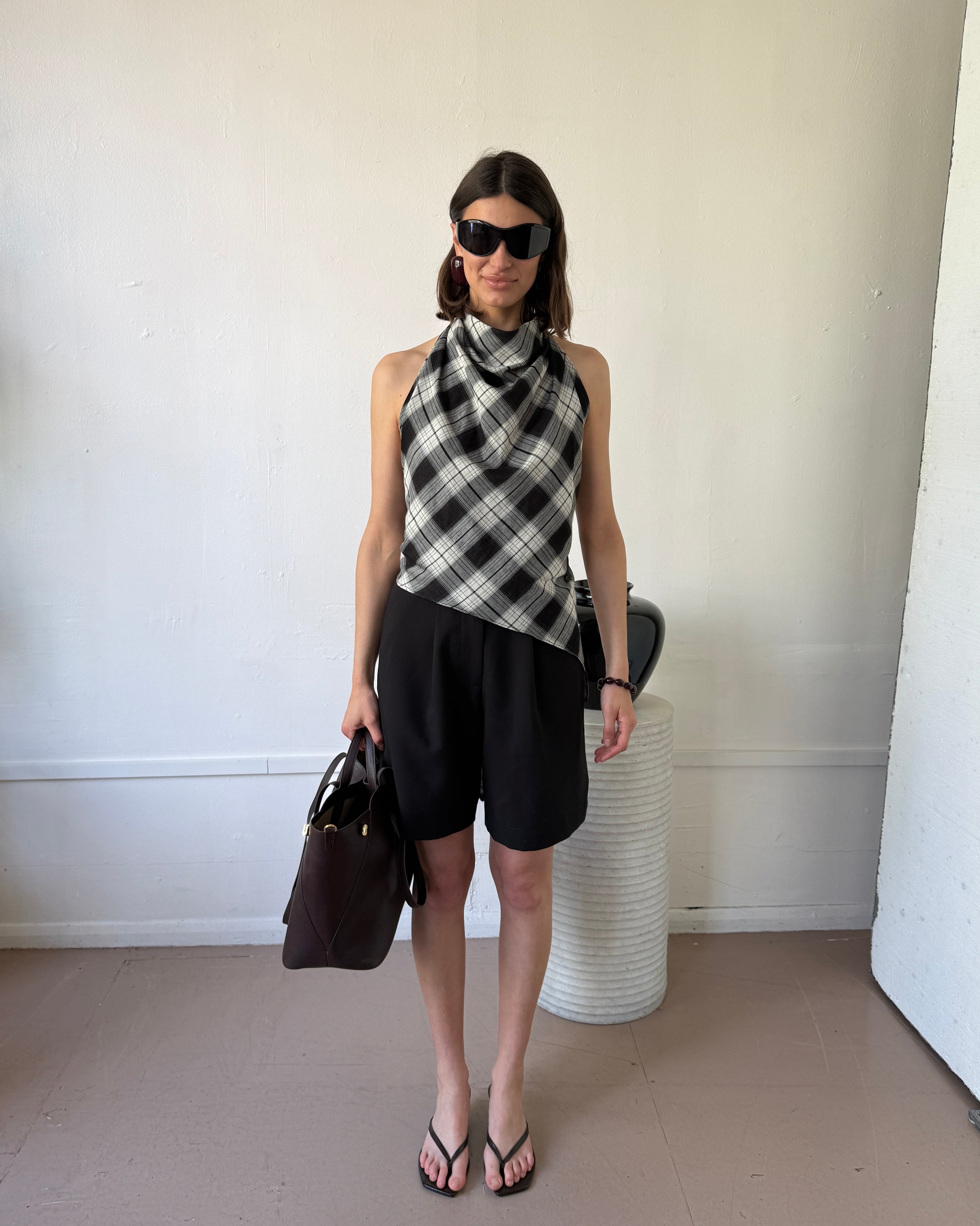 The Iris top in Ink Check FUCHSIA SHAW