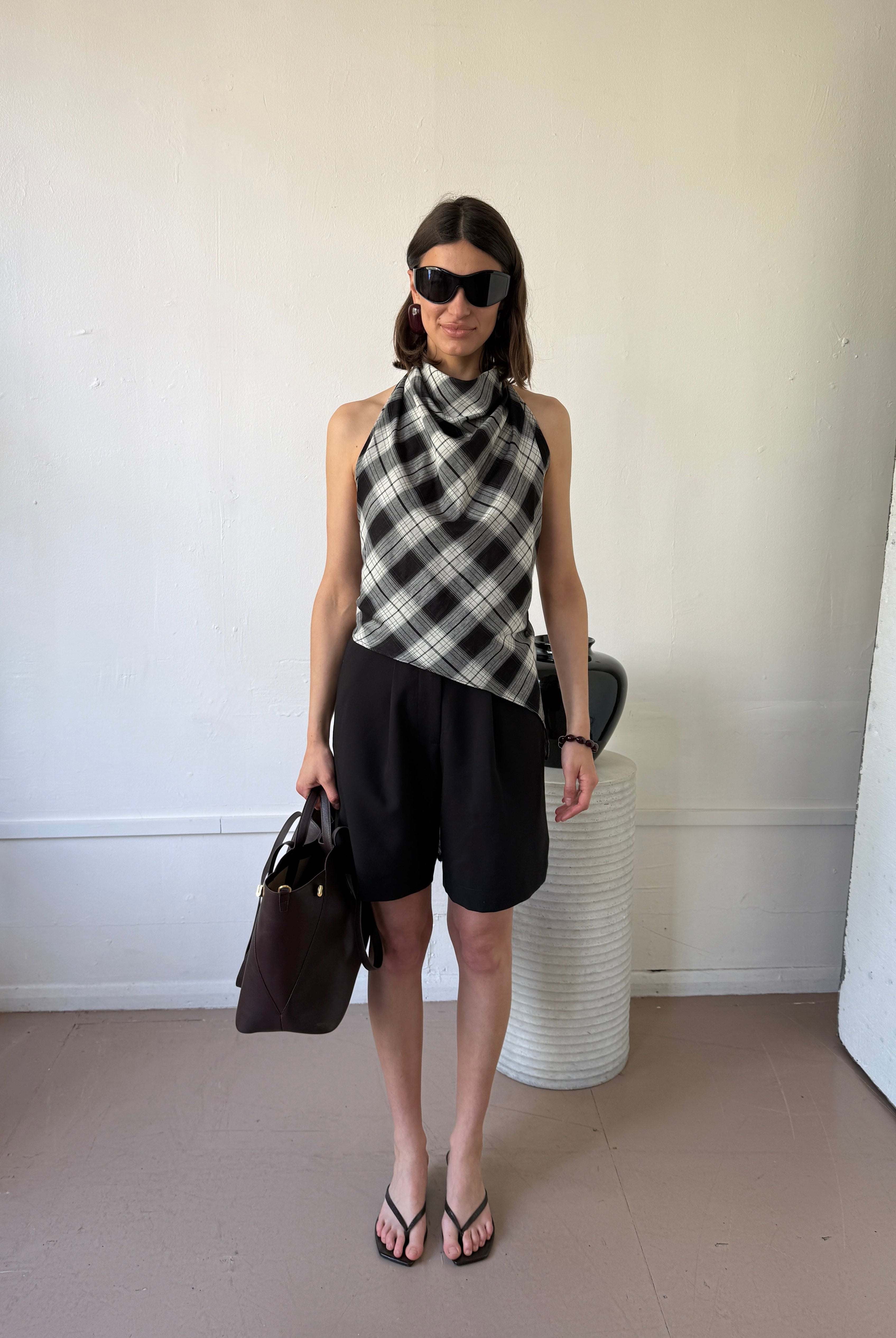 The Iris top in Ink Check FUCHSIA SHAW