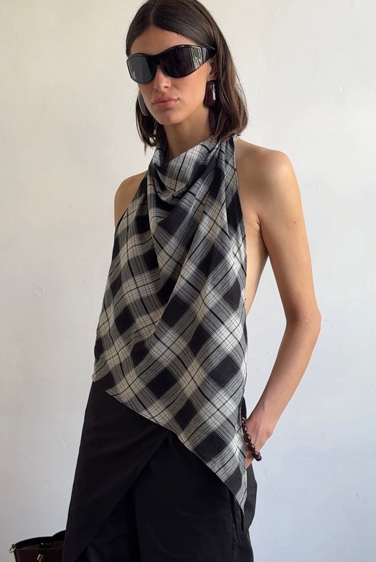 The Iris top in Ink Check FUCHSIA SHAW
