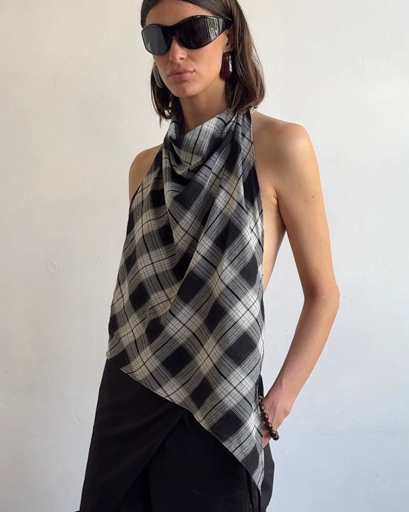 The Iris top in Ink Check FUCHSIA SHAW