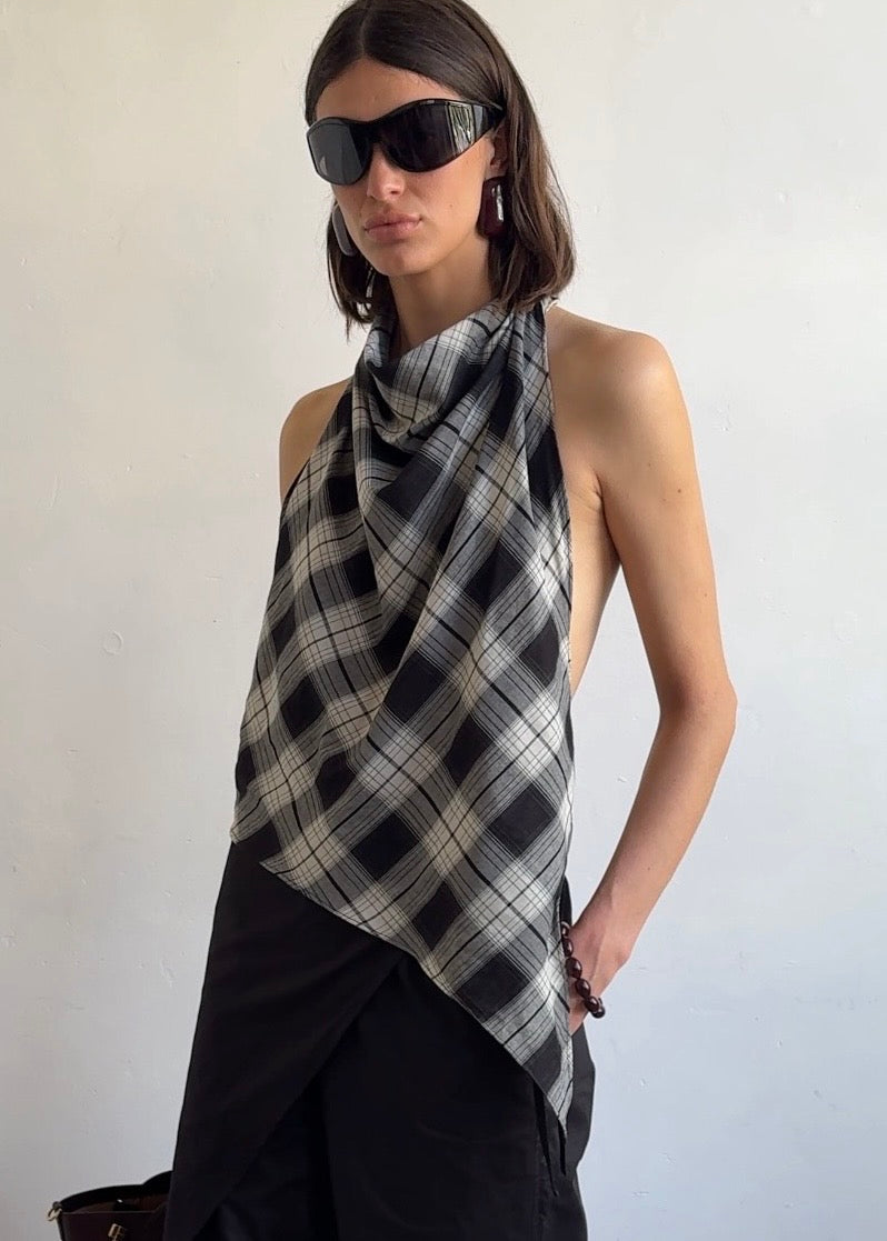 The Iris top in Ink Check FUCHSIA SHAW