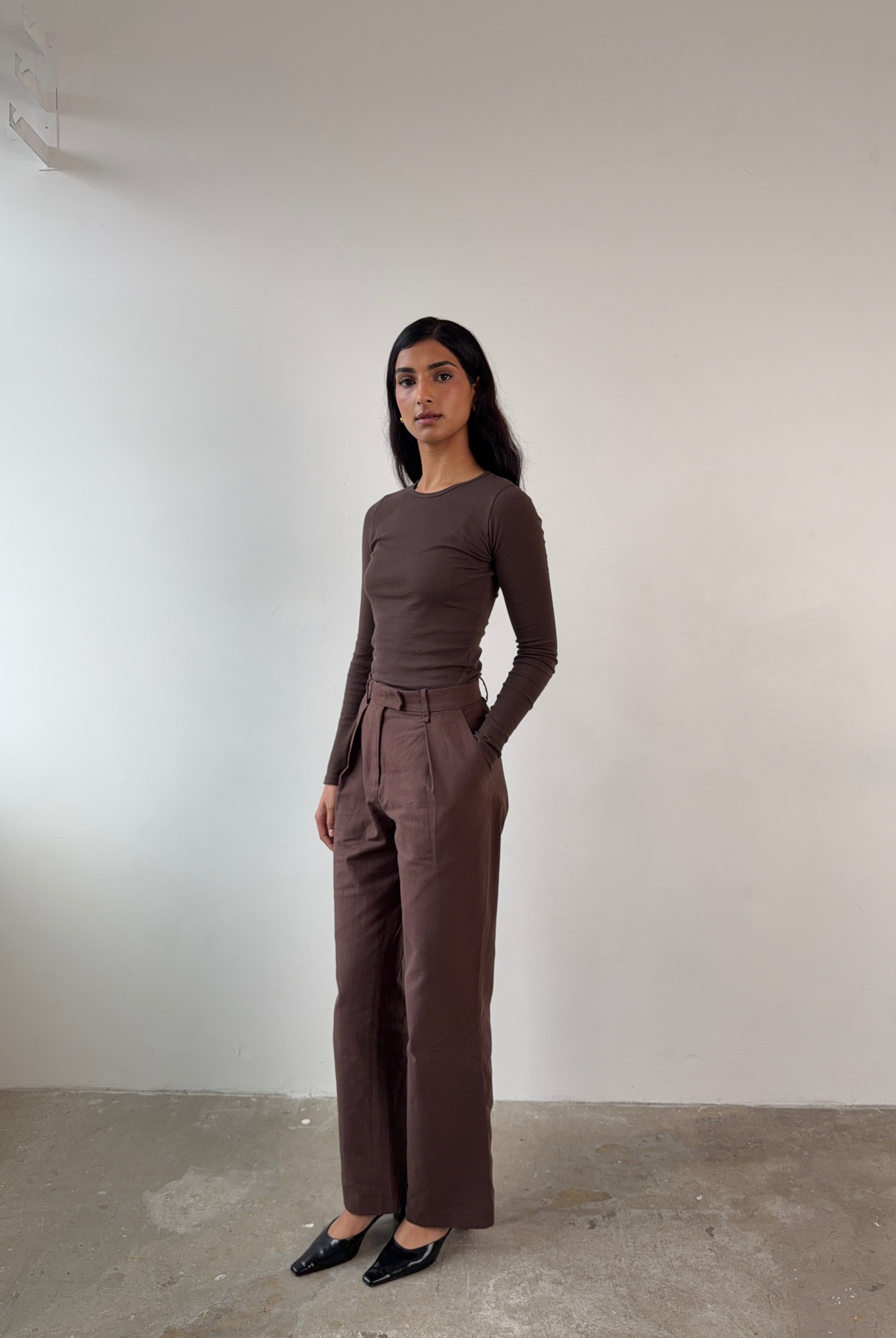 The Arlo Trouser in Chocolate FUCHSIA SHAW