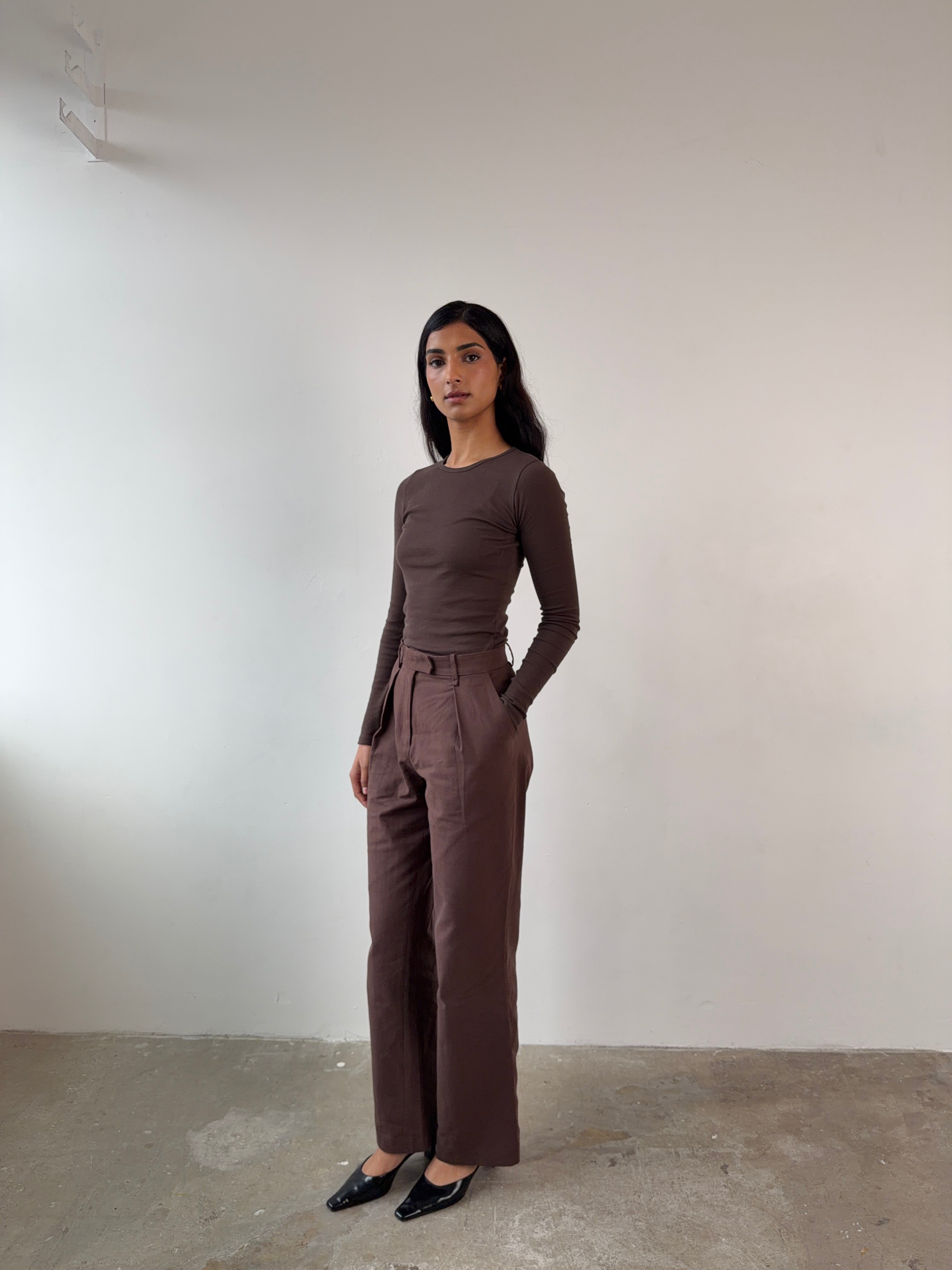 The Arlo Trouser in Chocolate FUCHSIA SHAW