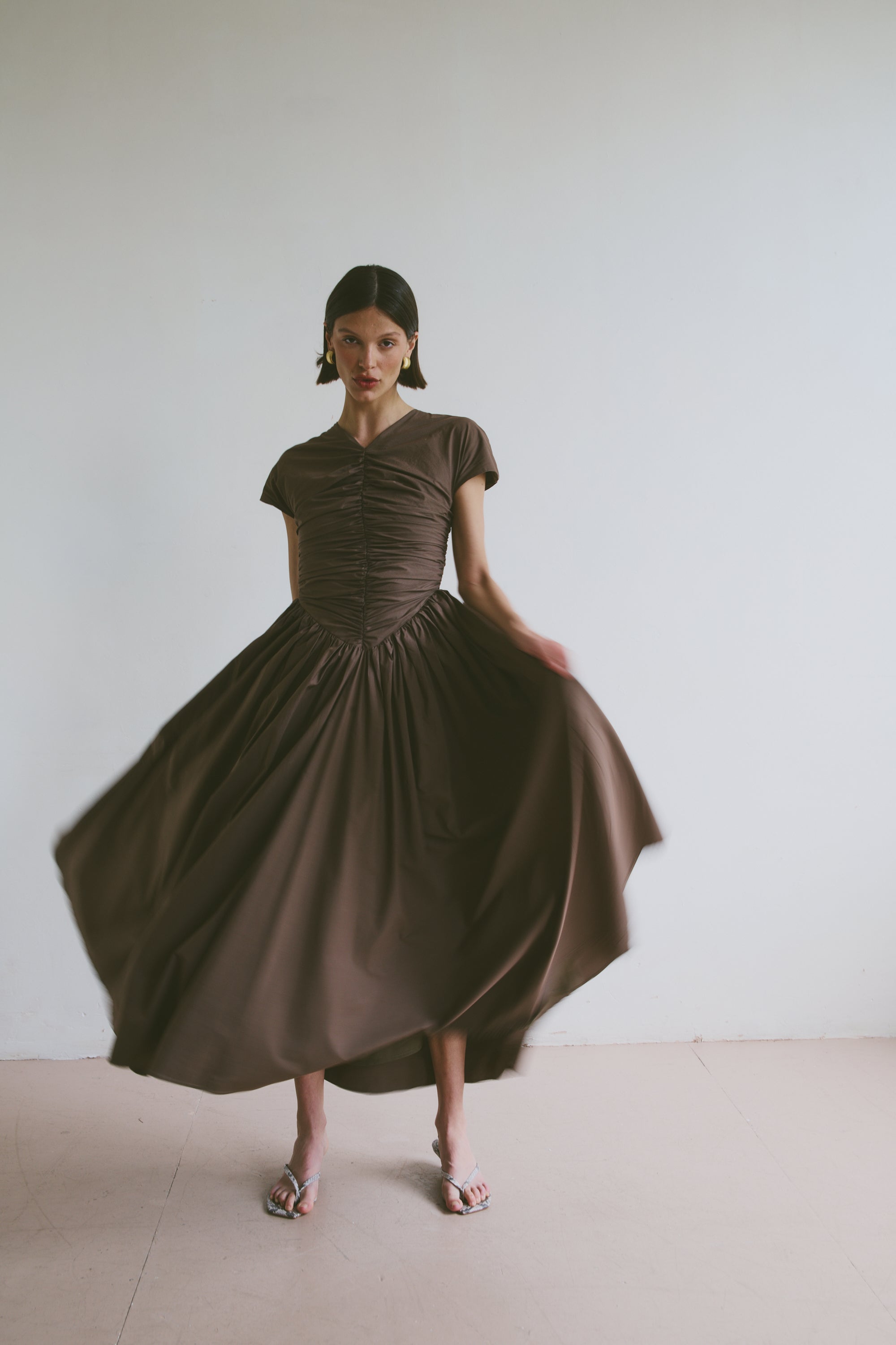 The Dahlia Dress in Walnut FUCHSIA SHAW