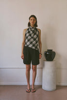 The Iris top in Ink Check FUCHSIA SHAW