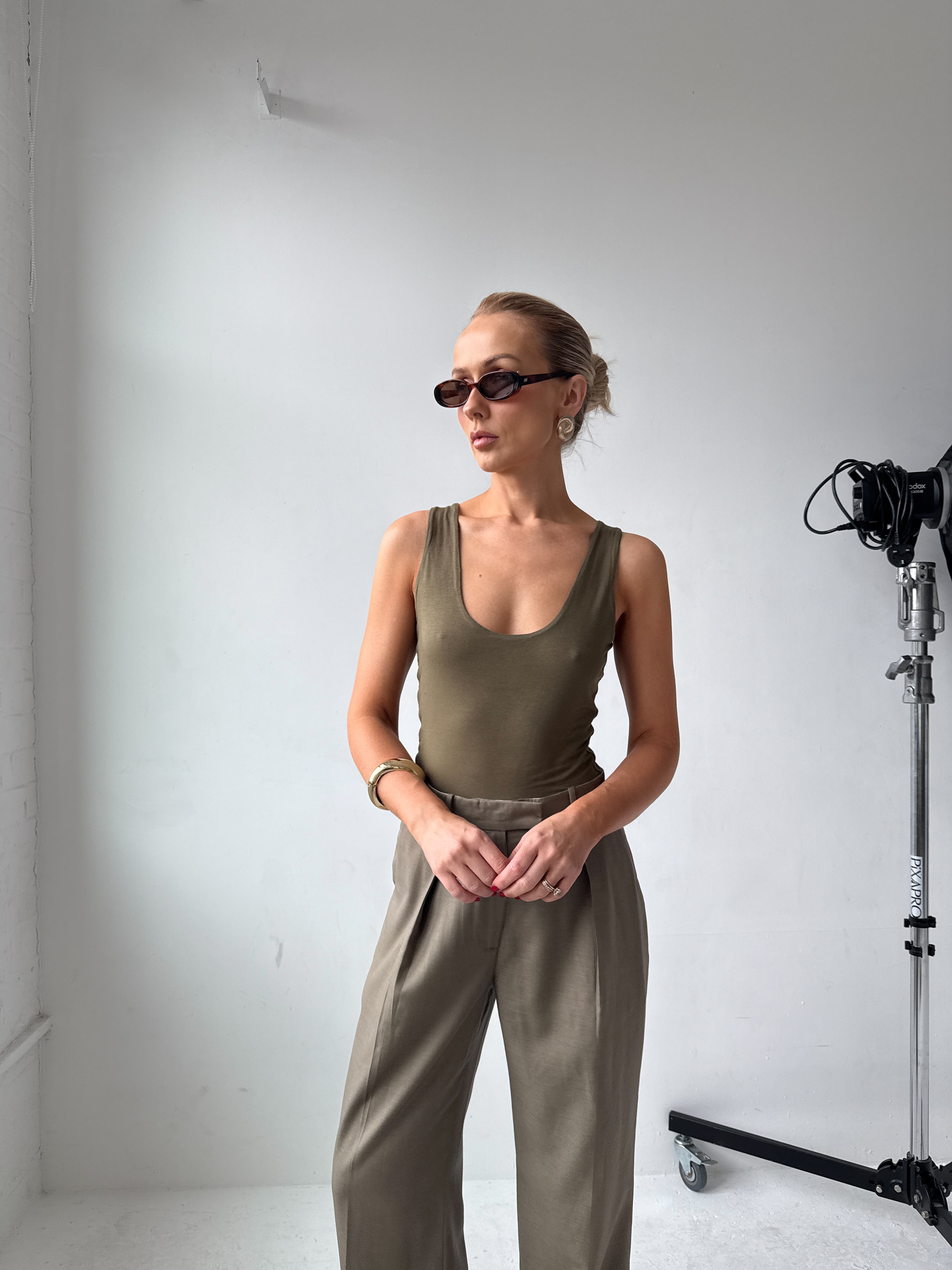 Mira Scoop Neck Vest in Olive FUCHSIA SHAW