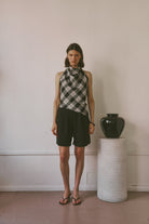 The Iris top in Ink Check FUCHSIA SHAW