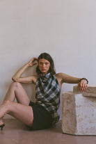 The Iris top in Ink Check FUCHSIA SHAW