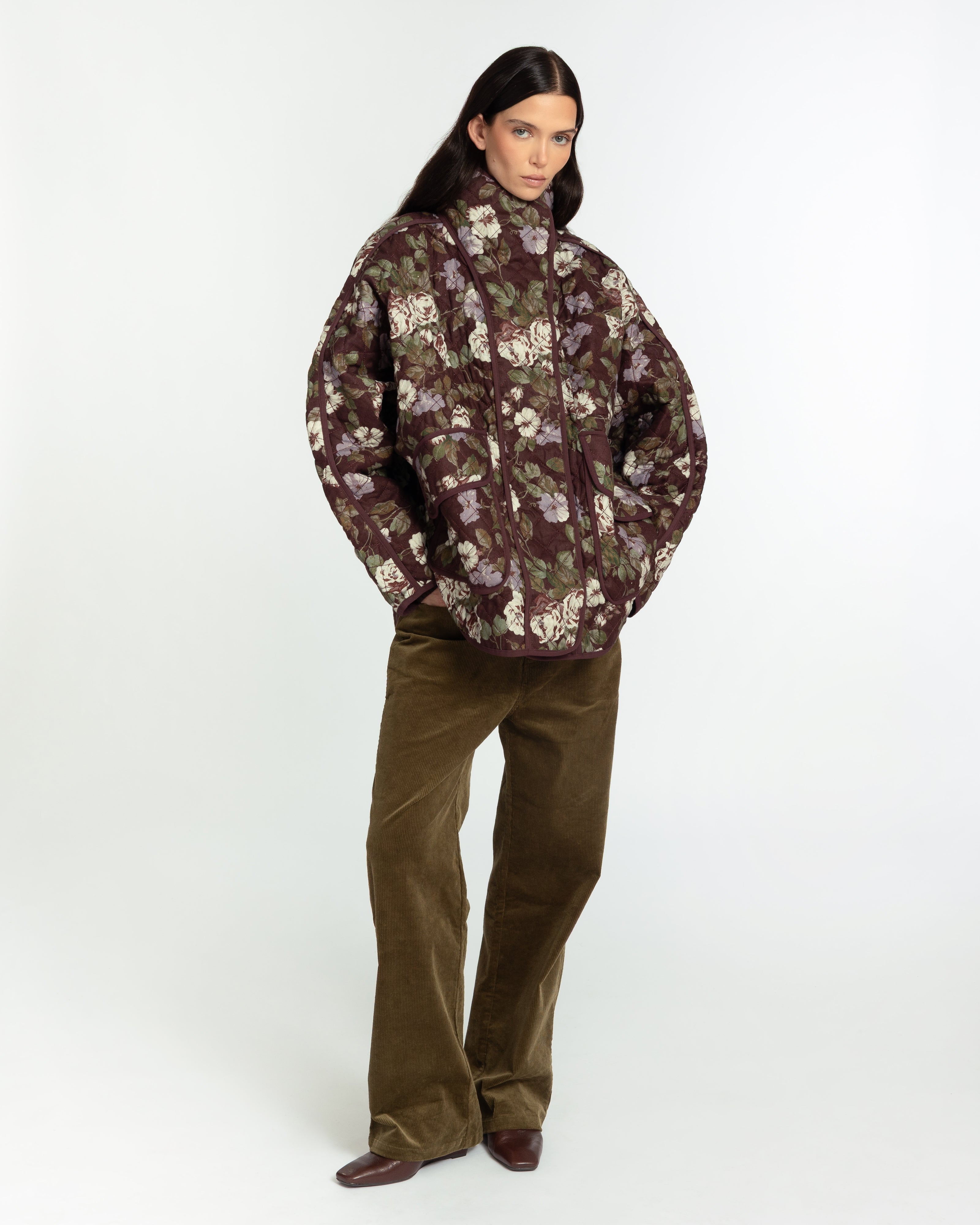 The Arden Coat Midnight Bloom FUCHSIA SHAW