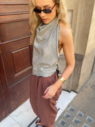 The Iris top in Ink Check FUCHSIA SHAW