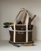 Tote bag full of gardening tools