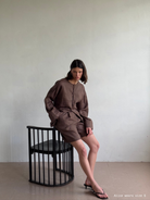 The Linen Leo Shorts in Walnut FUCHSIA SHAW