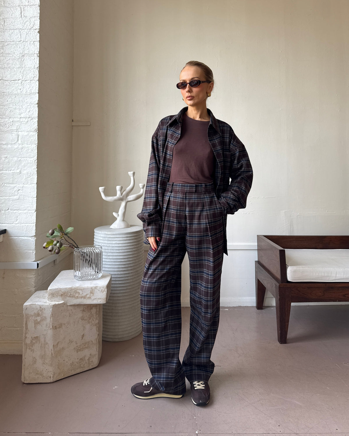 Walnut Check Trousers
