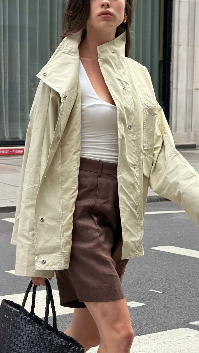 The Linen Leo Shorts in Brown FUCHSIA SHAW