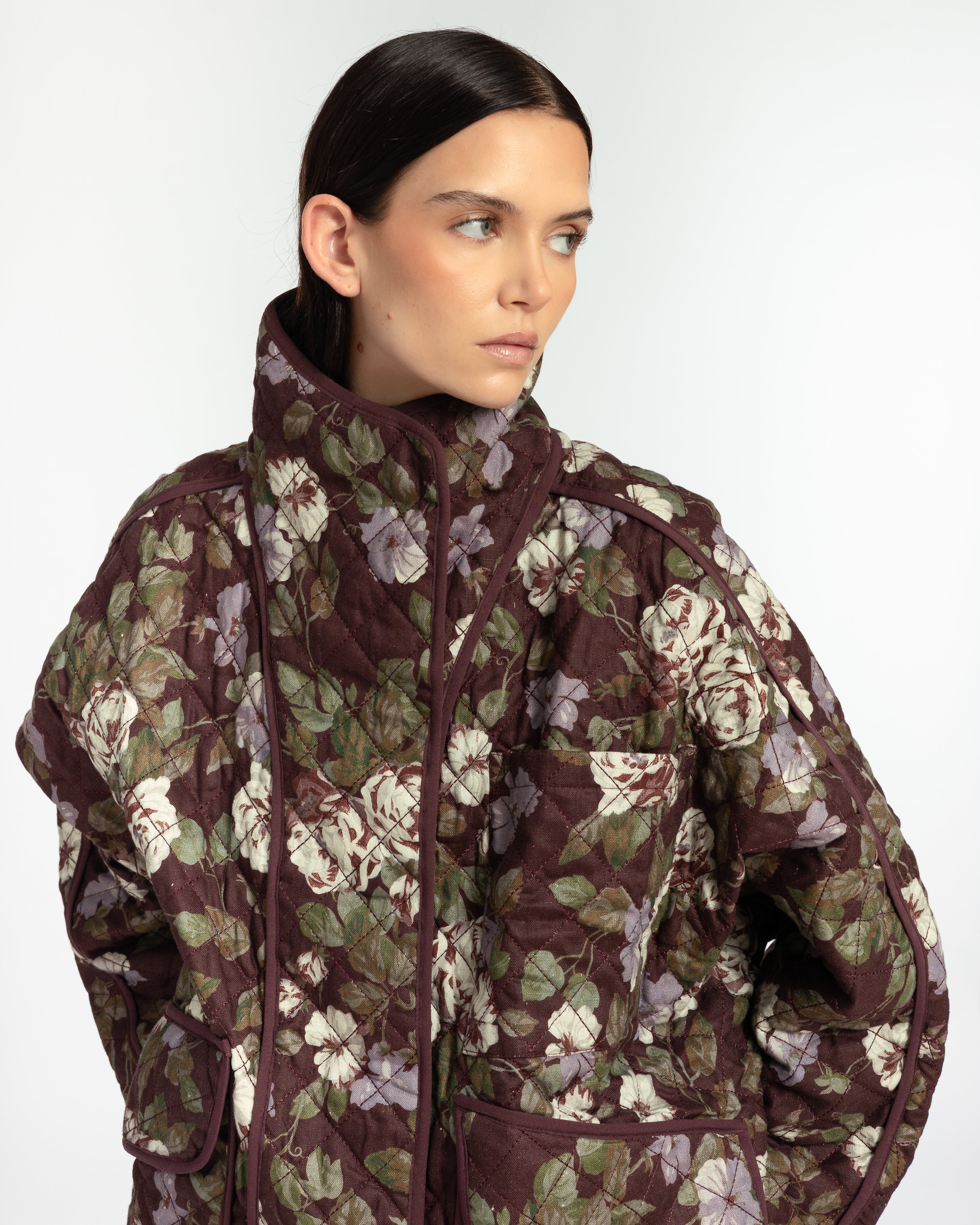 The Arden Coat Midnight Bloom FUCHSIA SHAW