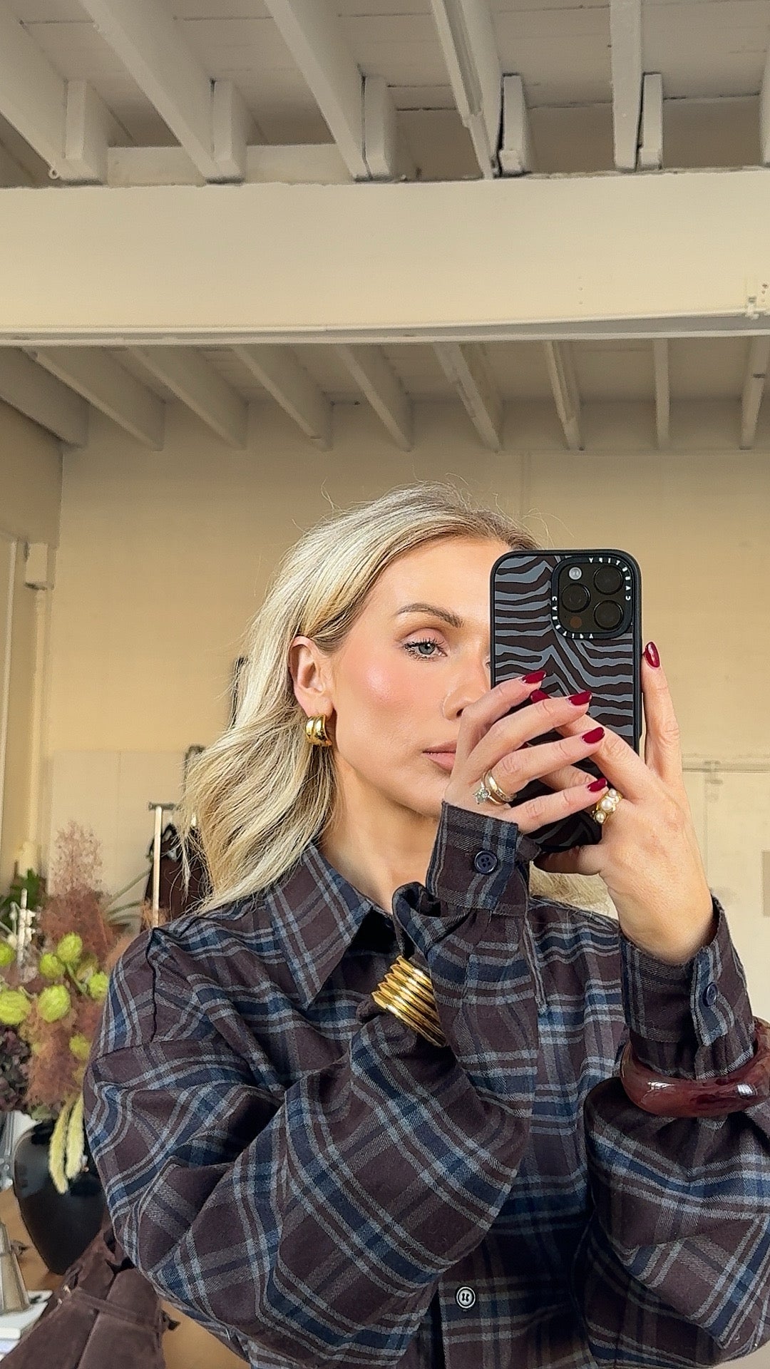 R13 - Pink Overdyed Plaid Shrunken Workshirt | Mitchell Stores