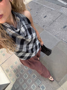 The Iris top in Ink Check FUCHSIA SHAW