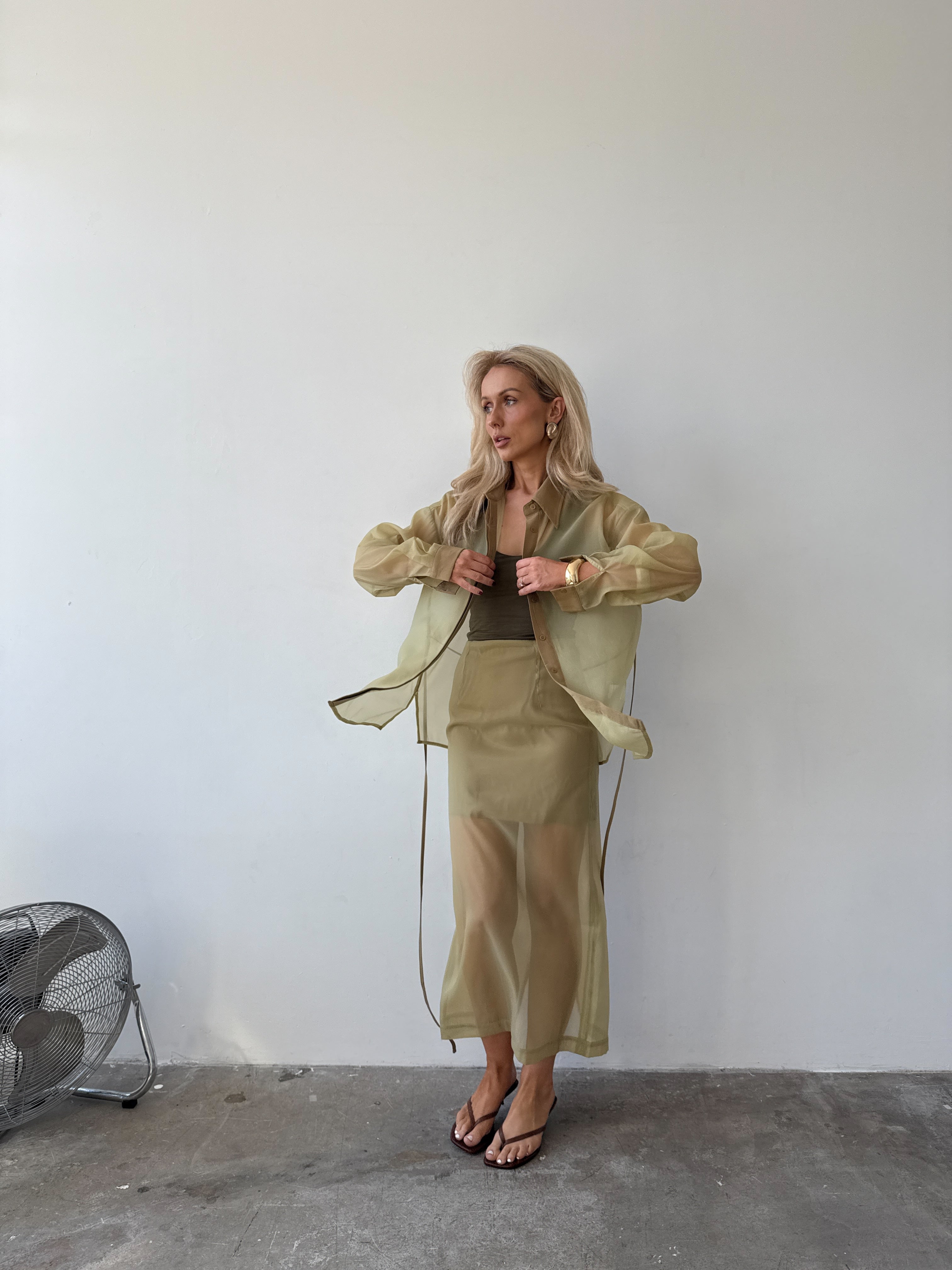 Romée Shirt in Sage FUCHSIA SHAW
