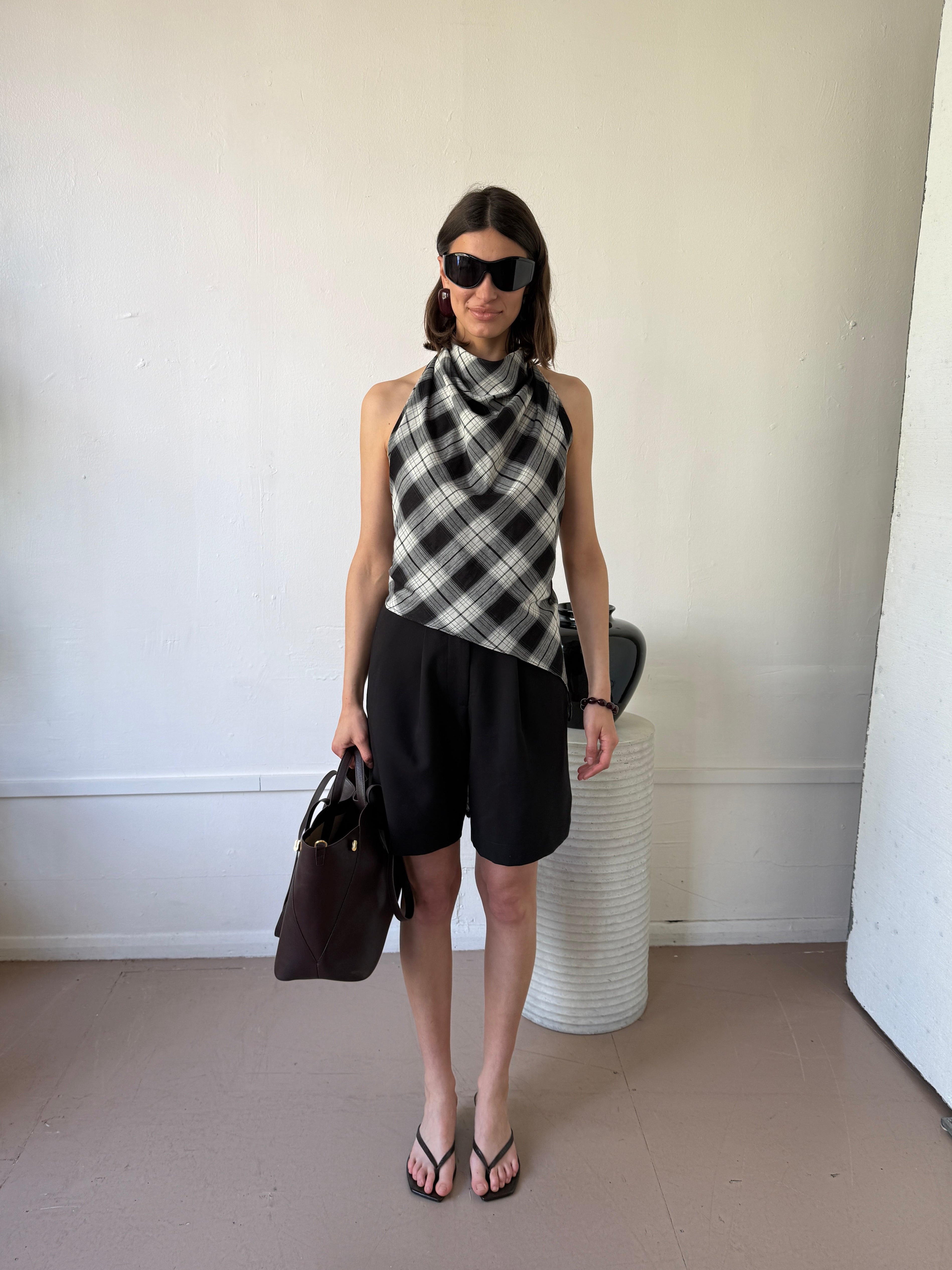 The Iris top in Ink Check FUCHSIA SHAW