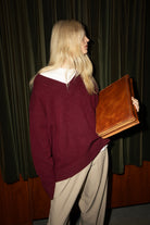 Anais Merlot V Neck Wool Jumper FUCHSIA SHAW